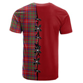 Shaw Red Modern Tartan T-shirt - Lion Rampant And Celtic Thistle Style